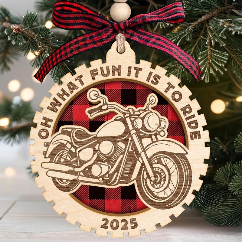 SUCHAGIFT Motorcycle Ornaments - Motorcycle Christmas Ornament - Mountain Biker Gifts for Men, Women, Dad, Grandpa - Racing Biker Gifts - 2 Layered Wood Ornament 2025 - Image 1